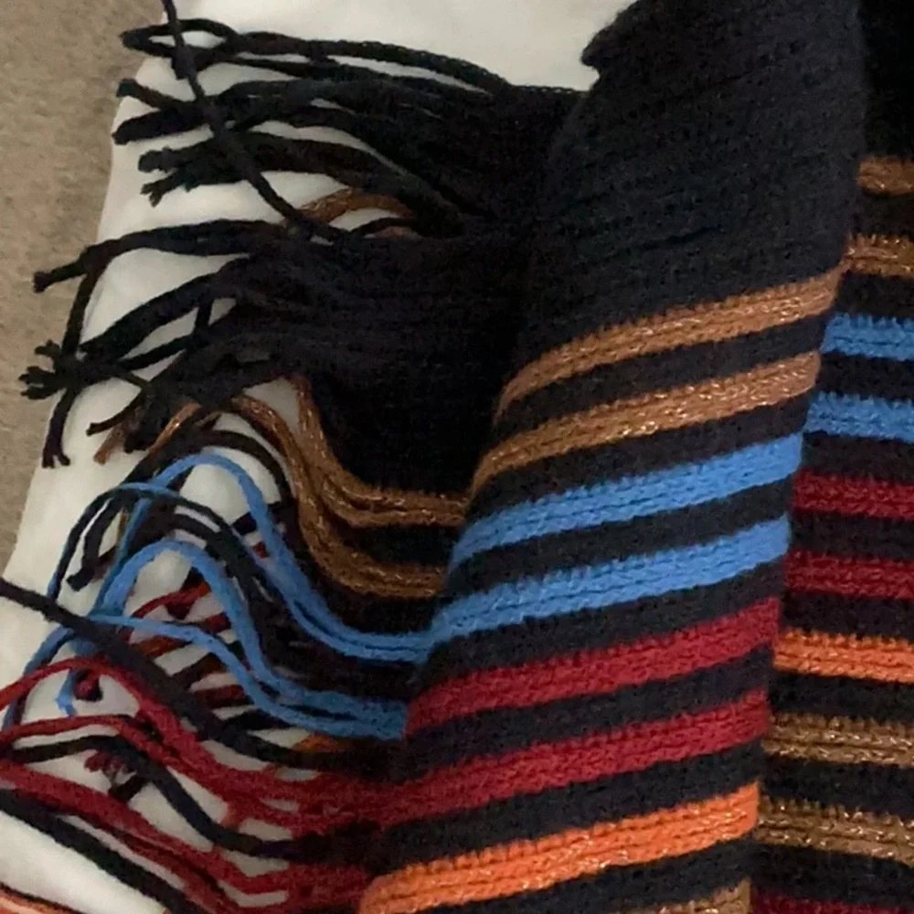 Ruby Rd. Black Multicolor Fringe Poncho - Picture 3 of 4